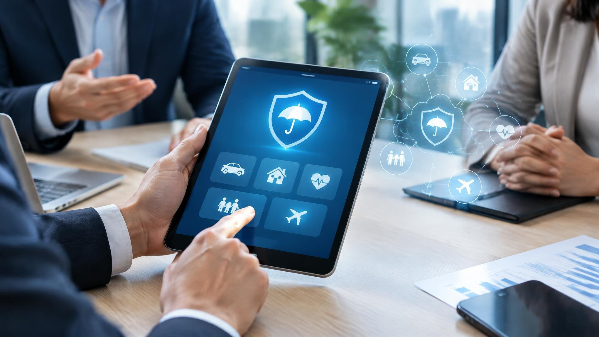 digital insurance app on tablet